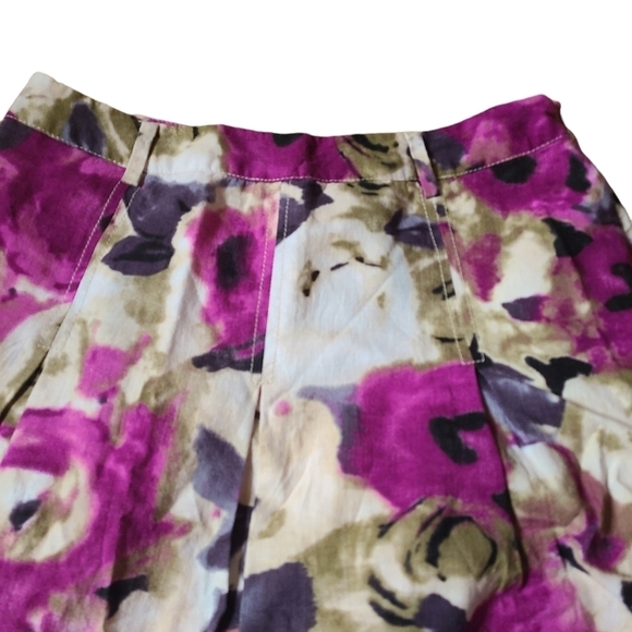 EA  Eric Alexandre white black purple floral mid length flared skirt SUPER CUTE - Picture 2 of 9